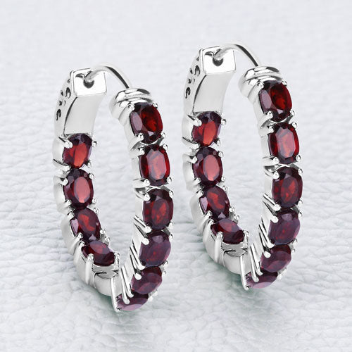 Pendientes de plata de ley .925 con granate auténtico de 4.00 quilates