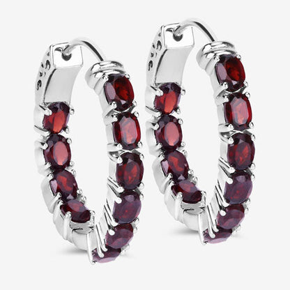 Pendientes de plata de ley .925 con granate auténtico de 4.00 quilates
