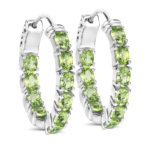 Pendientes de Plata de Ley .925 con Peridoto Genuino de 3.40 Quilates