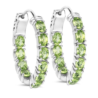 Pendientes de Plata de Ley .925 con Peridoto Genuino de 3.40 Quilates