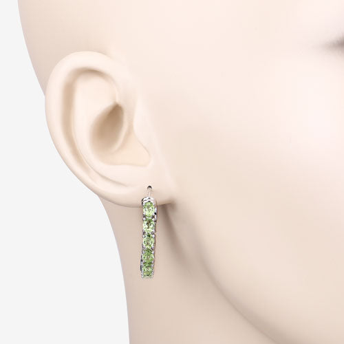 Pendientes de Plata de Ley .925 con Peridoto Genuino de 3.40 Quilates