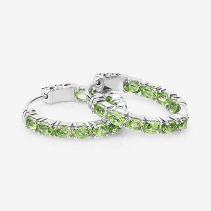 Pendientes de Plata de Ley .925 con Peridoto Genuino de 3.40 Quilates