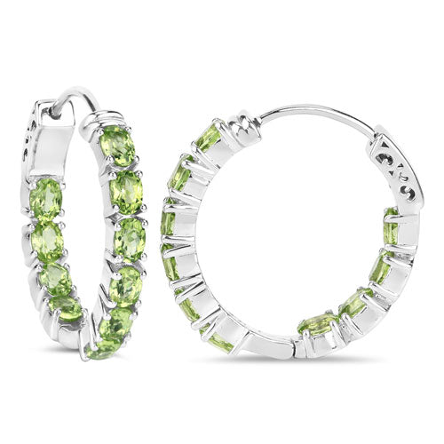 Pendientes de Plata de Ley .925 con Peridoto Genuino de 3.40 Quilates