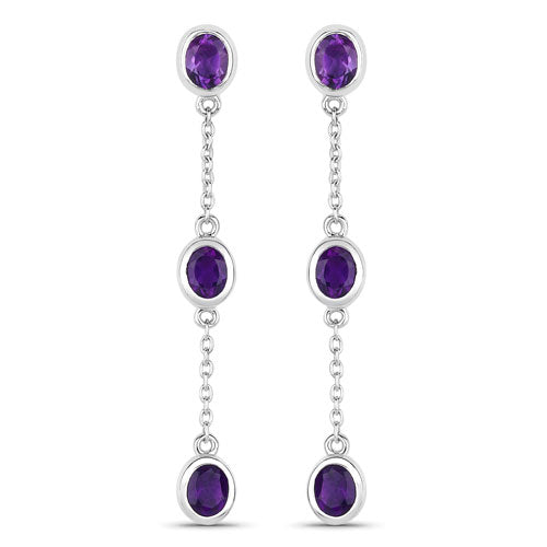 Pendientes de amatista genuina de 2,04 quilates de plata esterlina 925