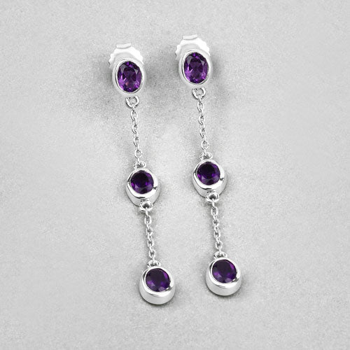 Pendientes de amatista genuina de 2,04 quilates de plata esterlina 925