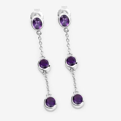 Pendientes de amatista genuina de 2,04 quilates de plata esterlina 925
