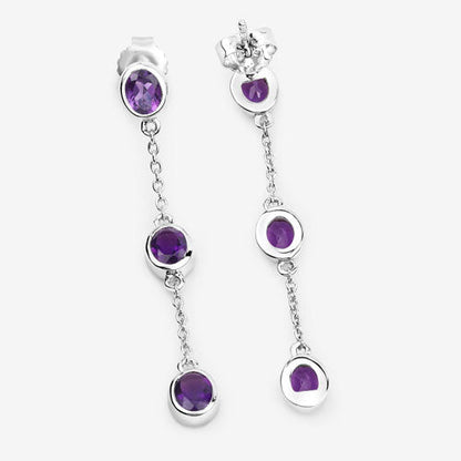 Pendientes de amatista genuina de 2,04 quilates de plata esterlina 925