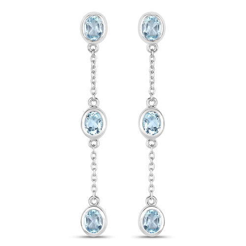Pendientes de plata de ley .925 con topacio azul auténtico de 2,16 quilates