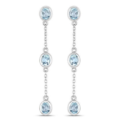 Pendientes de plata de ley .925 con topacio azul auténtico de 2,16 quilates