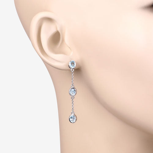 Pendientes de plata de ley .925 con topacio azul auténtico de 2,16 quilates