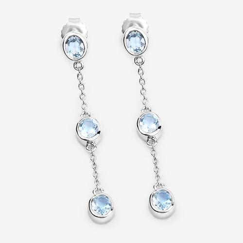 Pendientes de plata de ley .925 con topacio azul auténtico de 2,16 quilates