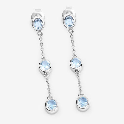 Pendientes de plata de ley .925 con topacio azul auténtico de 2,16 quilates