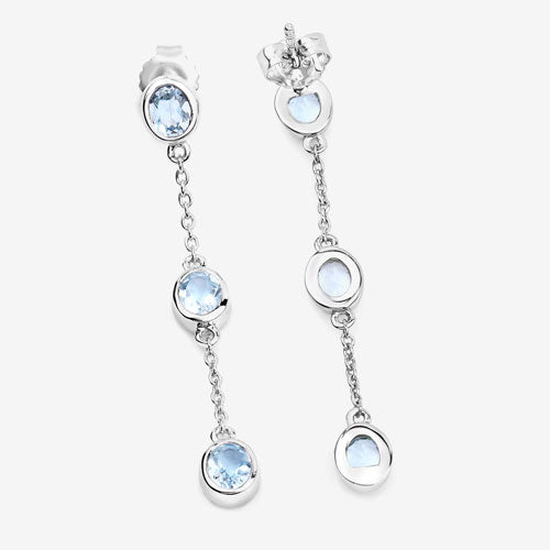 Pendientes de plata de ley .925 con topacio azul auténtico de 2,16 quilates