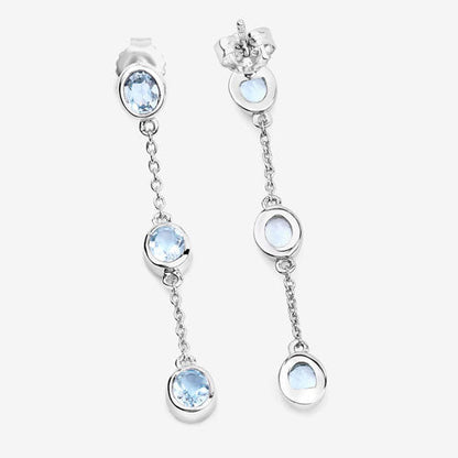 Pendientes de plata de ley .925 con topacio azul auténtico de 2,16 quilates