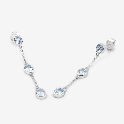 Pendientes de plata de ley .925 con topacio azul auténtico de 2,16 quilates