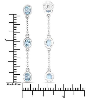 Pendientes de plata de ley .925 con topacio azul auténtico de 2,16 quilates