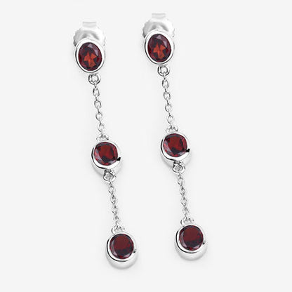 Pendientes de plata de ley .925 con granate auténtico de 2.70 quilates