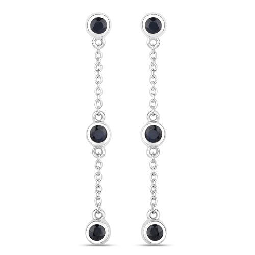Aretes de zafiro azul genuino de 0,66 quilates de plata de ley .925