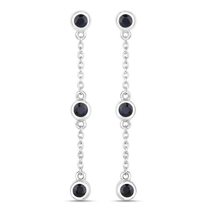 Aretes de zafiro azul genuino de 0,66 quilates de plata de ley .925