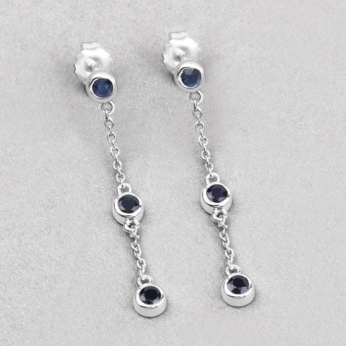 Aretes de zafiro azul genuino de 0,66 quilates de plata de ley .925