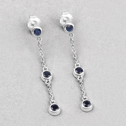 Aretes de zafiro azul genuino de 0,66 quilates de plata de ley .925