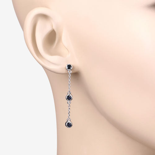 Aretes de zafiro azul genuino de 0,66 quilates de plata de ley .925