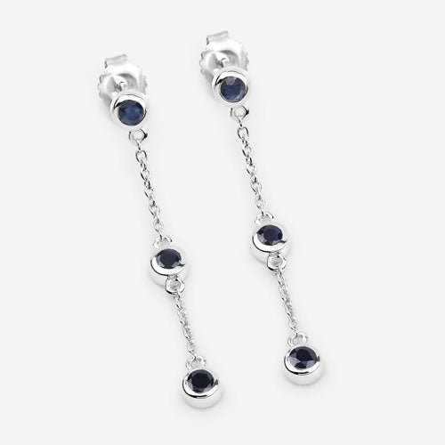 Aretes de zafiro azul genuino de 0,66 quilates de plata de ley .925
