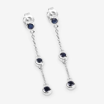 Aretes de zafiro azul genuino de 0,66 quilates de plata de ley .925