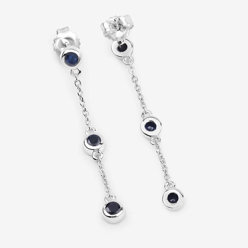 Aretes de zafiro azul genuino de 0,66 quilates de plata de ley .925