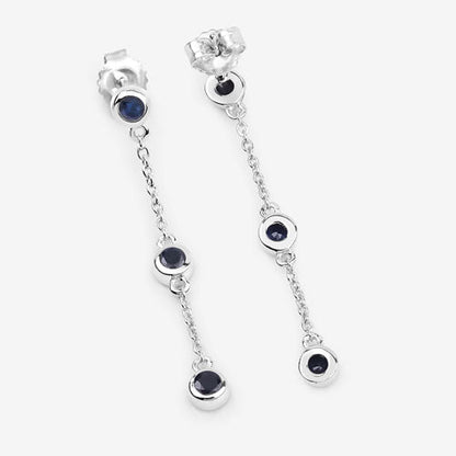 Aretes de zafiro azul genuino de 0,66 quilates de plata de ley .925