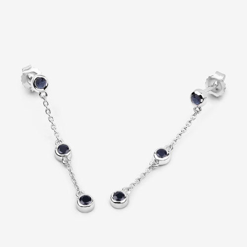 Aretes de zafiro azul genuino de 0,66 quilates de plata de ley .925