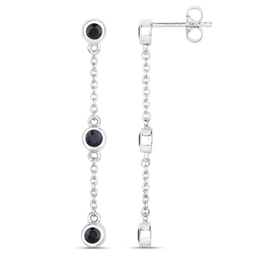 Aretes de zafiro azul genuino de 0,66 quilates de plata de ley .925