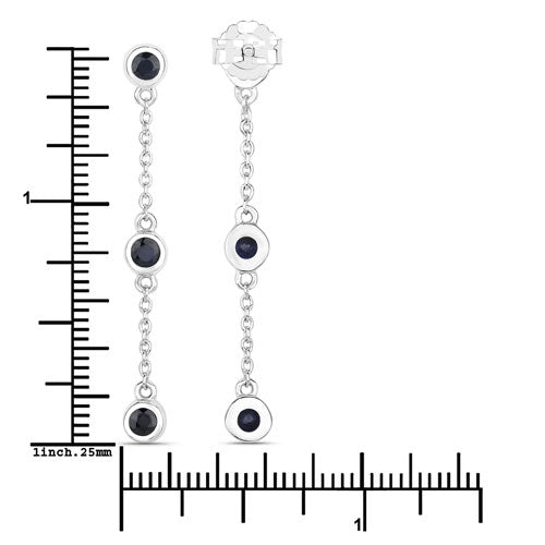 Aretes de zafiro azul genuino de 0,66 quilates de plata de ley .925