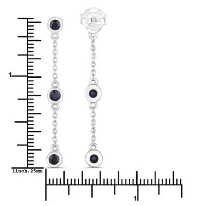 Aretes de zafiro azul genuino de 0,66 quilates de plata de ley .925