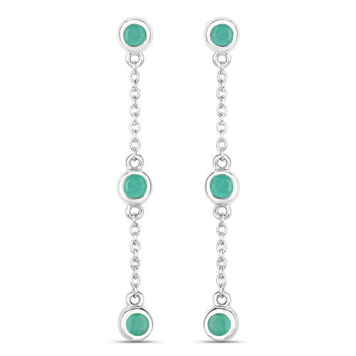 Aretes de plata de ley .925 con esmeralda genuina de 0.60 quilates