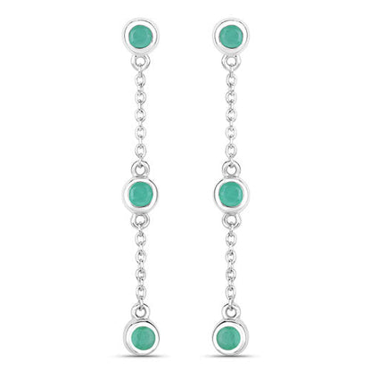 Aretes de plata de ley .925 con esmeralda genuina de 0.60 quilates