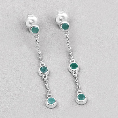 Aretes de plata de ley .925 con esmeralda genuina de 0.60 quilates