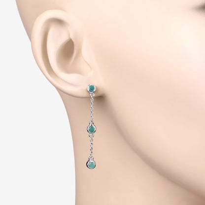 Aretes de plata de ley .925 con esmeralda genuina de 0.60 quilates