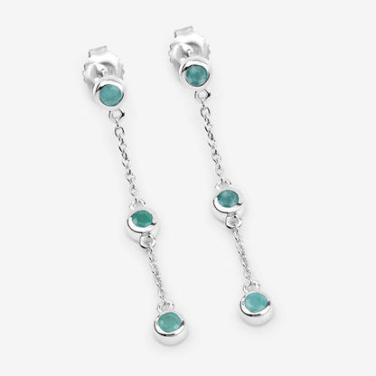 Aretes de plata de ley .925 con esmeralda genuina de 0.60 quilates