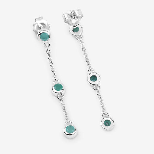 Aretes de plata de ley .925 con esmeralda genuina de 0.60 quilates