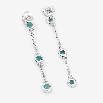 Aretes de plata de ley .925 con esmeralda genuina de 0.60 quilates