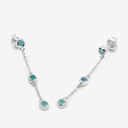 Aretes de plata de ley .925 con esmeralda genuina de 0.60 quilates