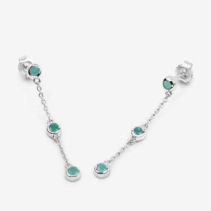 Aretes de plata de ley .925 con esmeralda genuina de 0.60 quilates