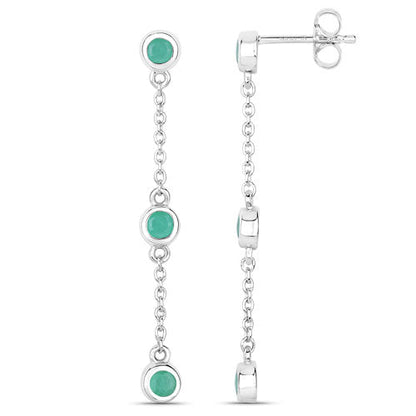 Aretes de plata de ley .925 con esmeralda genuina de 0.60 quilates