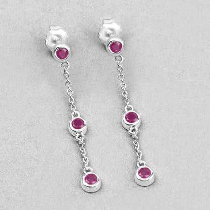 Pendientes de plata de ley .925 con rubí auténtico de 0.78 quilates