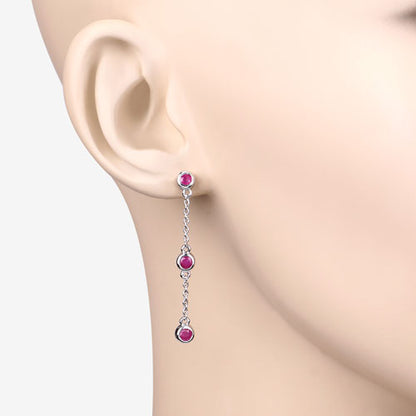 Pendientes de plata de ley .925 con rubí auténtico de 0.78 quilates