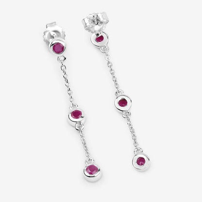 Pendientes de plata de ley .925 con rubí auténtico de 0.78 quilates