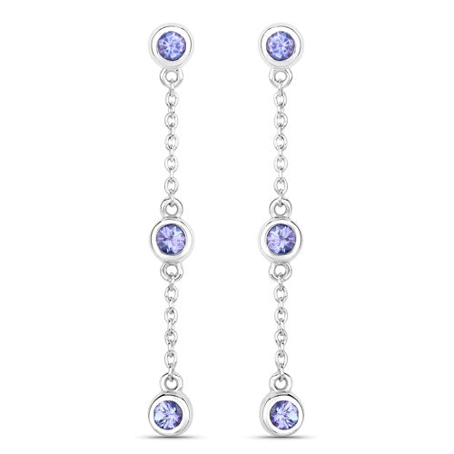 Pendientes de plata de ley .925 con tanzanita genuina de 0,60 quilates