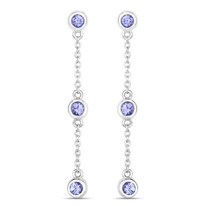 Pendientes de plata de ley .925 con tanzanita genuina de 0,60 quilates