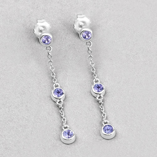 Pendientes de plata de ley .925 con tanzanita genuina de 0,60 quilates